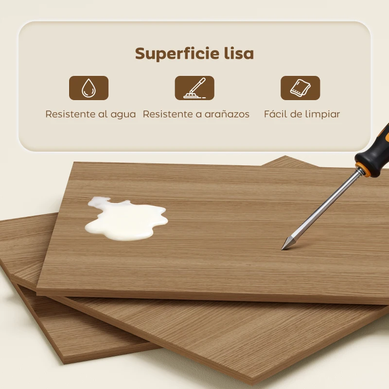 HOMCOM Escritorio Plegable con Estantería con 4 Estantes Mesa de Ordenador para Estudio Oficina Casa 105x60x127 cm Natural