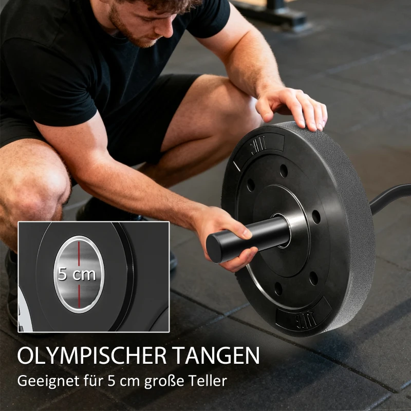 SPORTNOW Olympiastange, Gewichthebe-Stange, 5 cm Hülsen, Stahl, 100 kg Tragkraft, Schwarz