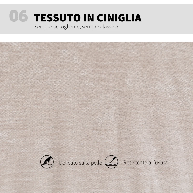 HOMCOM Sedia da Ufficio Regolabile, Inclinabile e Girevole, in Tessuto Chenille e Acciaio, 62x67x83-93 cm, Beige