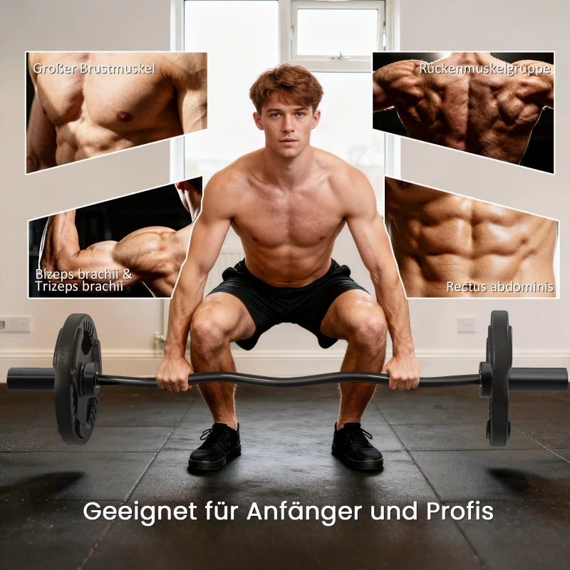 SPORTNOW Olympiastange, Gewichthebe-Stange, 5 cm Hülsen, Stahl, 100 kg Tragkraft, Schwarz