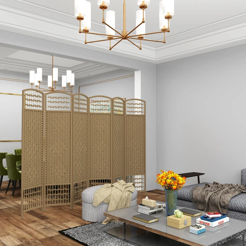 HOMCOM Paravan interior din lemn separator de cameră despărțitură pliabilă 6 panouri 240 x 170 cm lemn natural