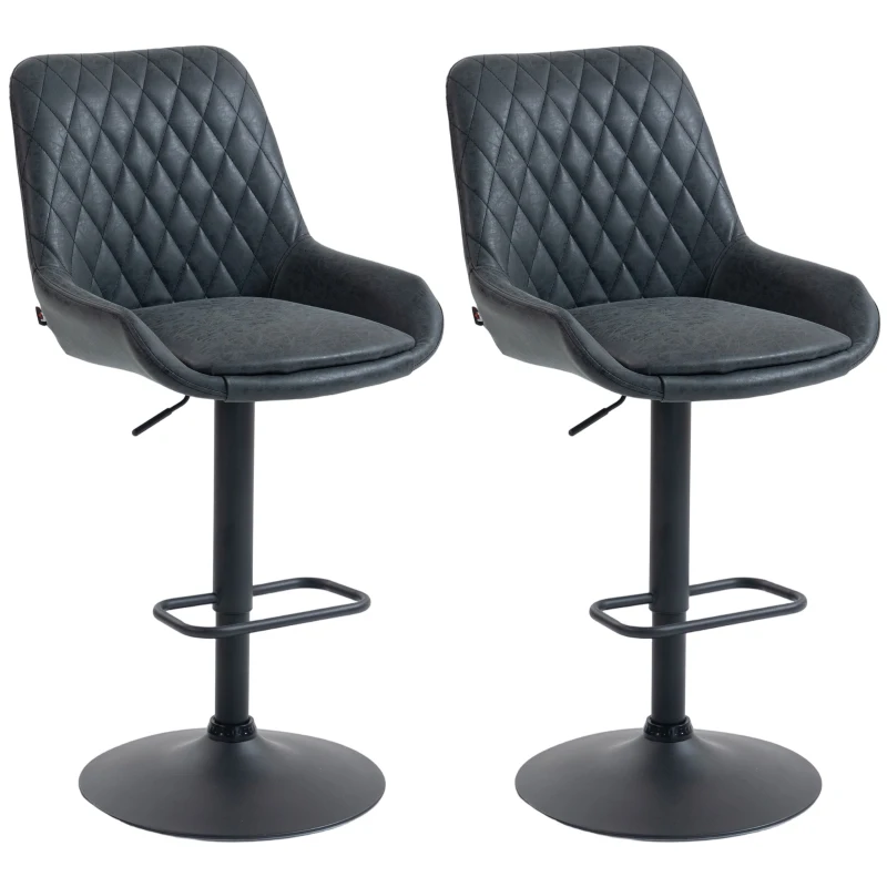 HOMCOM Set of Two Faux Leather Retro Bar Stools - Black