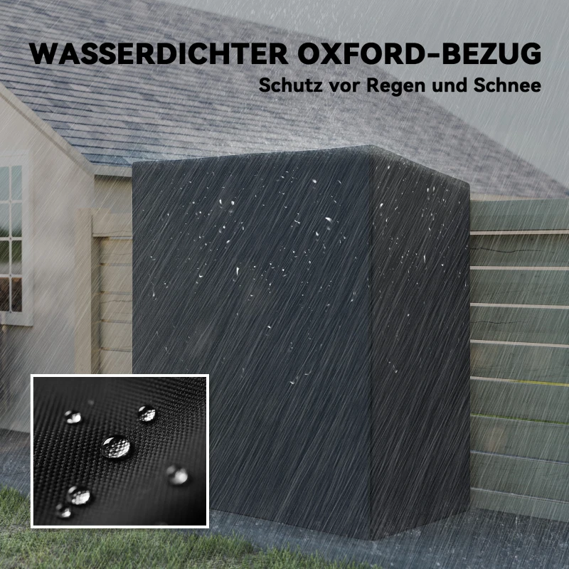 Outsunny Feuerholzregal, Brennholzständer aus Stahl, Stoffabdeckung, 300 kg Belastbarkeit, 140 x 70 x 154 cm, Schwarz