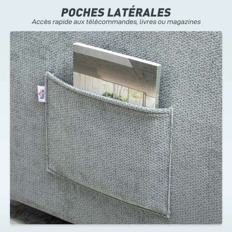HOMCOM Schlafsessel 1‑Sitzer 3‑in‑1, Clic‑Clac Schlafsessel aus Chenille, breite Sitzfläche verstellbare Rückenlehne, 88x84x87cm, grau