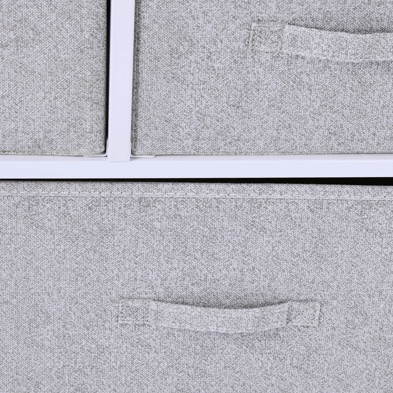 HOMCOM Commode meuble de rangement 100 x 30 x 54 cm 5 tiroirs non-tissés gris structure acier blanc bois clair