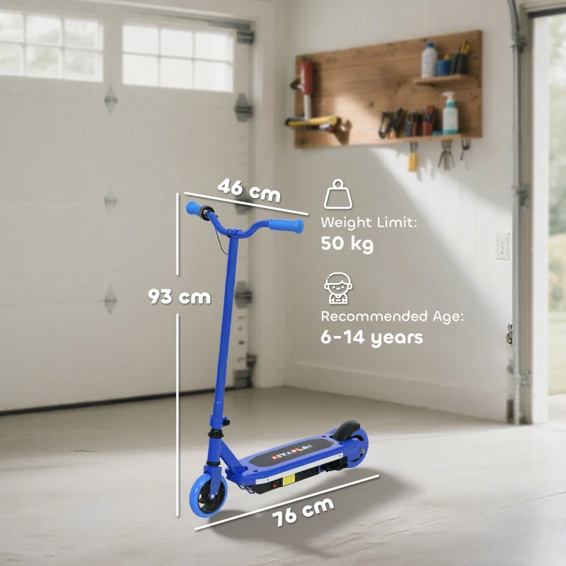 AIYAPLAY Electric Scooter for Kids 6-14 Years, with Colourful Lights, Blue
