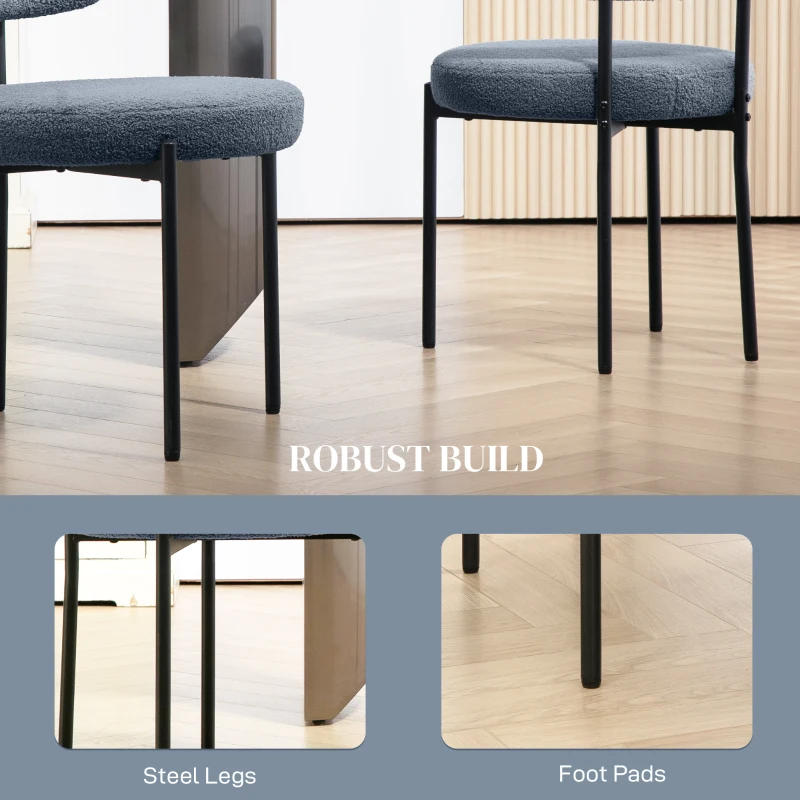 HOMCOM Set of 2 dining chairs with fabric backrest steel legs 51 x 51 x 76 cm gray