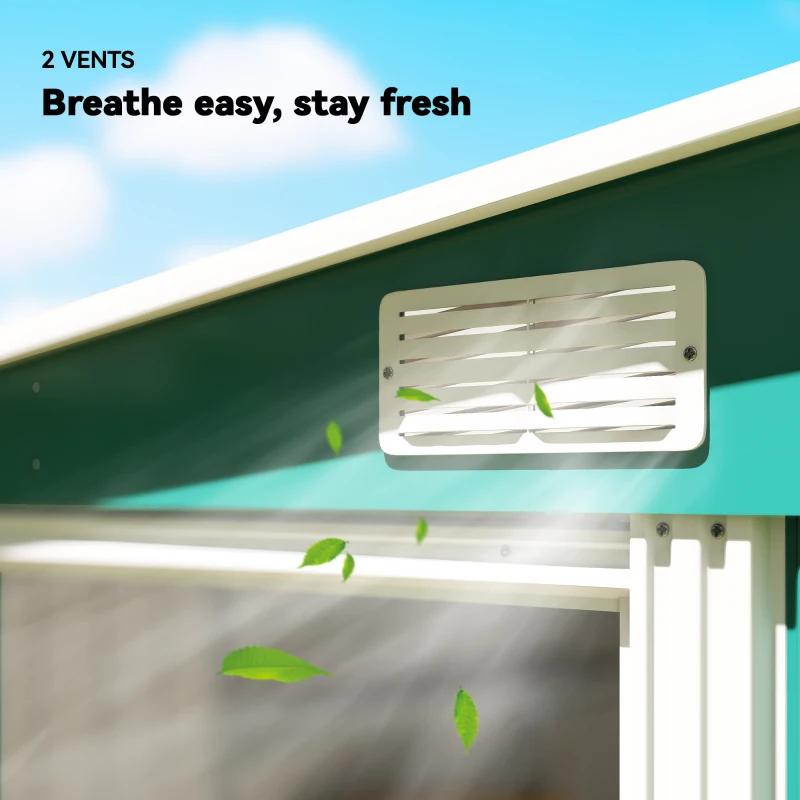 Outsunny Căsuță pentru Unelte din Metal 1,5x2m cu Bază, Ușă Glisantă și Acoperiș Înclinat, Verde