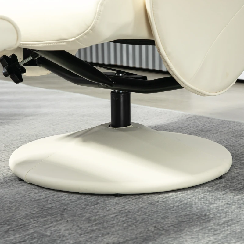 HOMCOM Sillón de Relax con Reposapiés Respaldo Reclinable hasta 145° para Salón Dormitorio Oficina 76x81x101 cm Crema