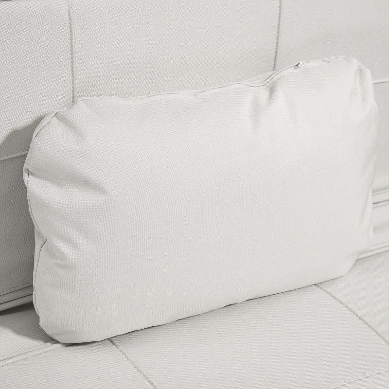 HOMCOM Sofá Cama de 1 Plaza Tapizado en Lino con Respaldo Ajustable en 5 Posiciones Reposapiés y Reposacabezas Crema