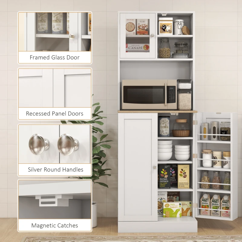 HOMCOM Two-Part Kitchen Storage Cabinet - White