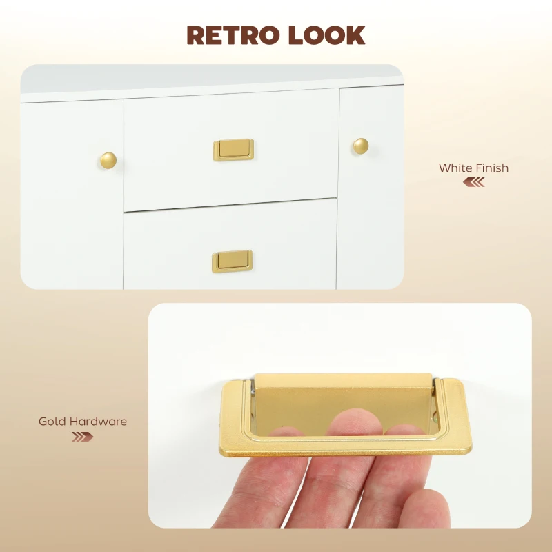 HOMCOM Modern White and Gold Sideboard