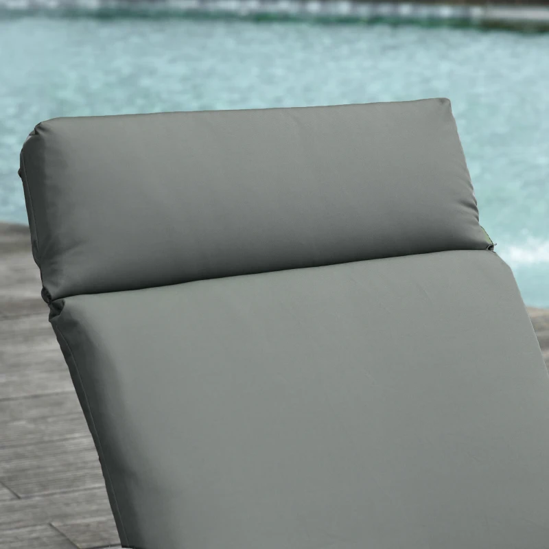 Outsunny Set of 2 Sun Lounger Cushion Non-Slip Seat Pads for Indoor Outdoor Grey