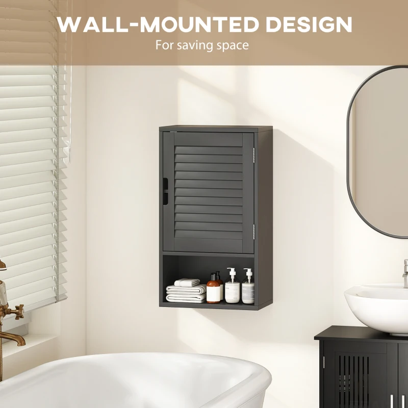 HOMCOM Bathroom Cabinet, Wall Mounted Storage Cabinet with Adjustable Shelves, 40 x 20 x 60 cm, Black