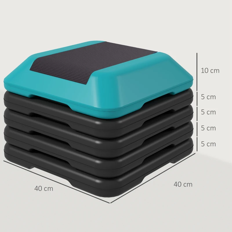 SPORTNOW Aerobic stepper marche d'exercice avec 5 hauteur réglable de 10/15/20/25/30 cm charge 150 kg pour maison gym bleu