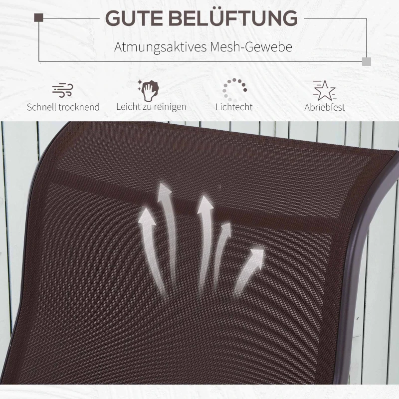 Outsunny Schaukelstuhl Garten Gartenstuhl Relaxstuhl Gartenschaukel Garten Metall Schaukel Stuhl für Garten Terrasse Balkon Texteline Braun 60 x 78 x 105 cm