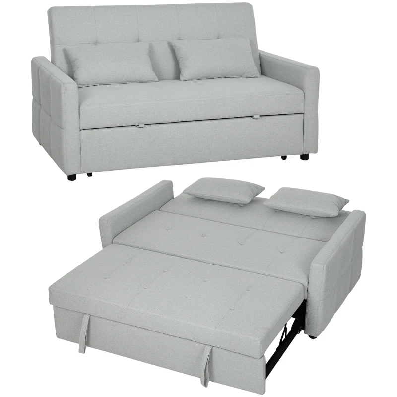 HOMCOM Three-Way Two-Seater Sofa Bed - Light Grey