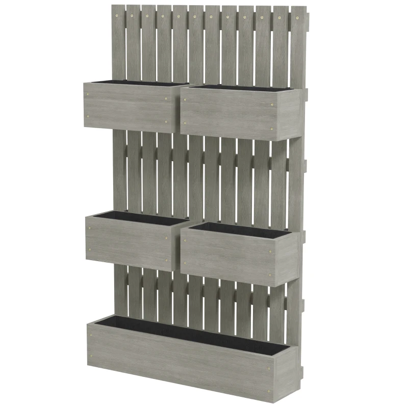 Outsunny Houten verhoogd plantenbed, verstelbaar met latwerk, tuinbed 60x16x100cm Grijs