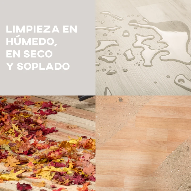 HOMCOM Aspirador en Seco y Húmedo 3 en 1 1200W con Función de Soplador Manguera 2 m Depósito Inoxidable 20L Amarillo