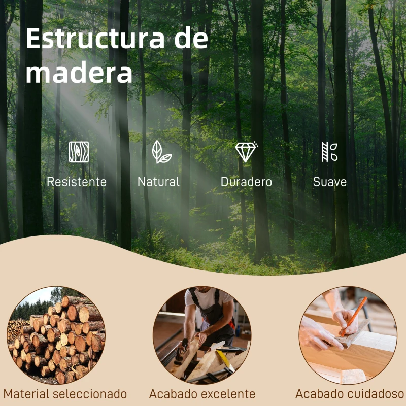 HOMCOM Silla Mecedora de Pana con Respaldo Alto Patas de Madera de Caucho Bolsillos Reposabrazos Estilo Moderno Beige