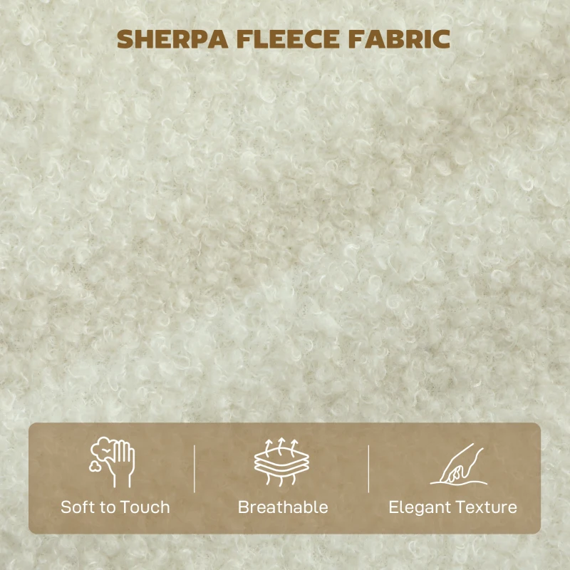 HOMCOM Sofa 2 Sitzer kleine Couch mit Sherpa-Fleece-Optik 137 cm für Wohnzimmer Cremeweiß