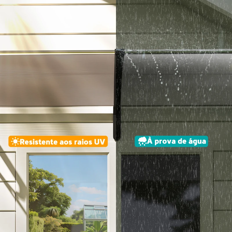 Outsunny Marquise para Portas e Janelas 195x75 cm  Marquise com Proteção para Sol e Chuva com Painéis de Policarbonato Marrom