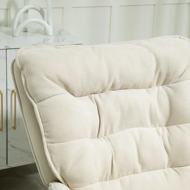 HOMCOM Silla Mecedora con Patas de Madera de Haya y Reposabrazos Mecedora para Lactancia Carga 120 kg para Dormitorio Beige