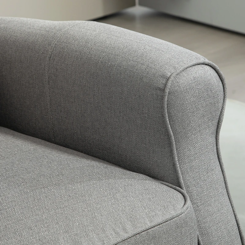 HOMCOM Sillón Relax Reclinable Manual Tapizado en Lino Sintético con Reposapiés Retráctil Carga 150 kg Gris