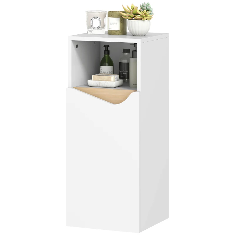 HOMCOM Narrow Bathroom Cabinet with Adjustable Shelves, Open Compartment 30 x 30 x 71.5 cm White
