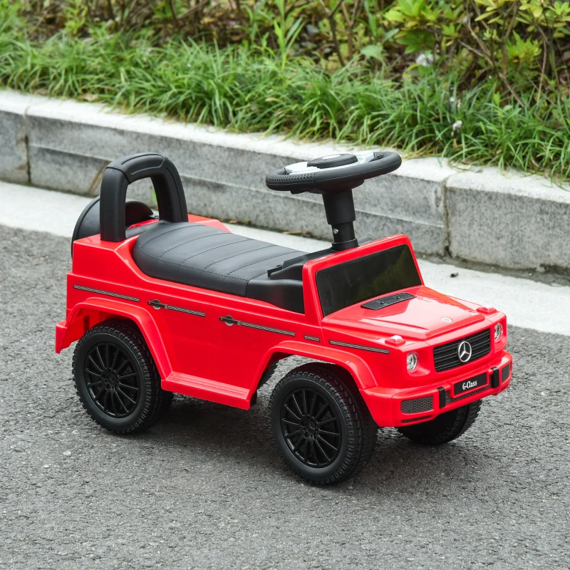 HOMCOM Camion porteur enfants véhicule à pousser licence Mercedes Benz 12-36 mois coffre klaxon phares rouge