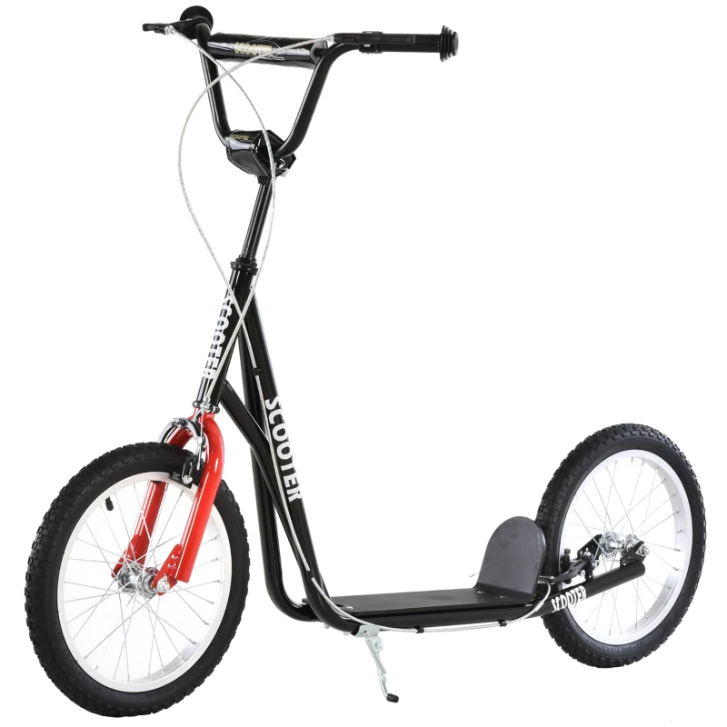 HOMCOM Kick Scooters for Kids with Adjustable Height, Anti-Slip Deck, Dual Brakes, Rubber Tyres, for Boys and Girls Aged 5+ Years Old - Black