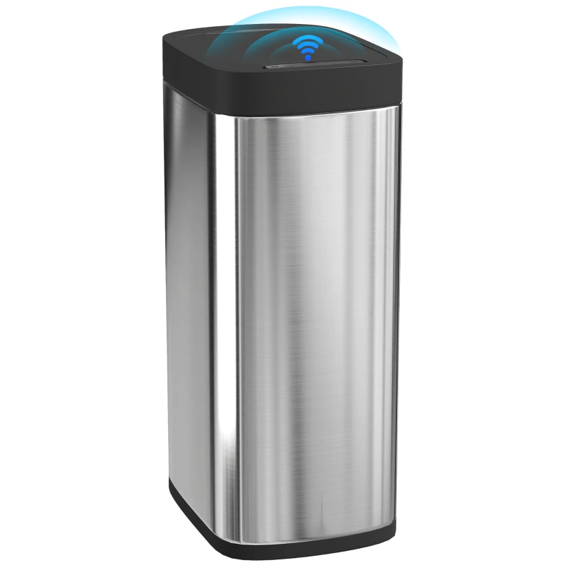 HOMCOM 50L Sensor Bin, Automatic Kitchen Bin, Manual Override, Battery Operated, Inner-Bucket-Free, for Kitchen, Bedroom