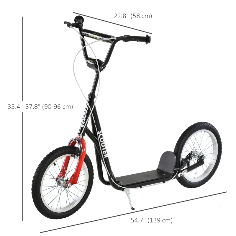 HOMCOM Kick Scooters for Kids with Adjustable Height, Anti-Slip Deck, Dual Brakes, Rubber Tyres, for Boys and Girls Aged 5+ Years Old - Black