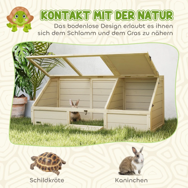 PawHut Schildkrötenbox, Outdoor Schildkrötengehege, bodenloses Design, leicht zu öffnen, Schildkrötenhaus, Natur(m-5)