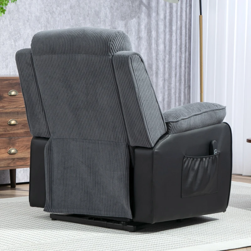 HOMCOM Sillón Relax Reclinable Eléctrico Levanta Personas con Mando a Distancia y Bolsillos Laterales Sillón Elevador Gris