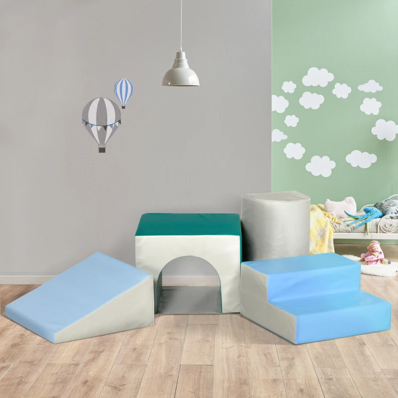 HOMCOM 4-Piece Soft Play Set for Toddlers 1-3 Years, Multi-colored