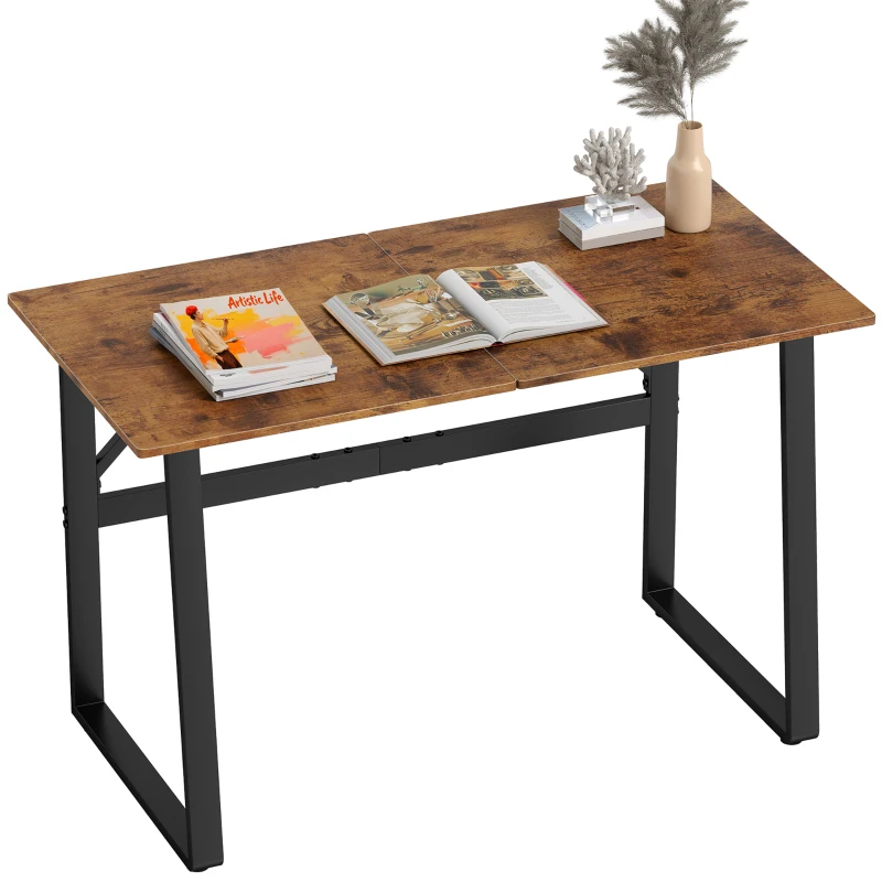 HOMCOM Industrie-Schreibtisch 120x60x76 cm Computertisch mit Stahlbeinen für Zuhause, Büro, Arbeitszimmer, Rustikales Braun