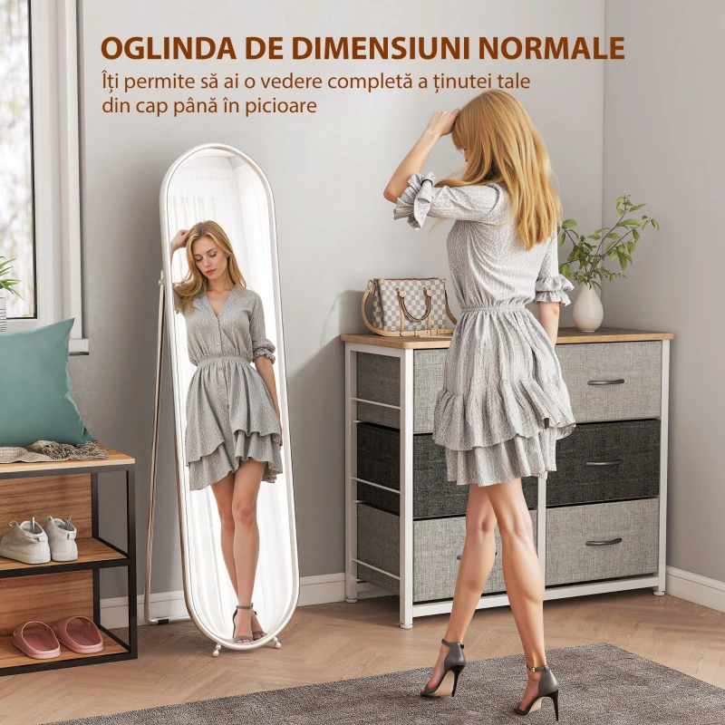 HOMCOM Oglindă Ovală Aurie Înaltă