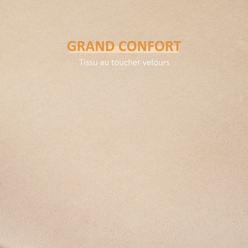 HOMCOM Pouf coffre rangement, pouf repose-pieds en tissu velours givré, couvercle réversible, Ø 44 x 47,5 cm, beige