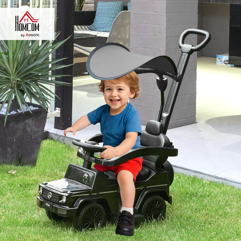 HOMCOM 3 in 1 Kids Children Ride on Push Car Toddler Sliding Car G350 Licensed Walker Foot to Floor Slider Push-Along with Horn Steering Wheel NO POWER Manual, Black
