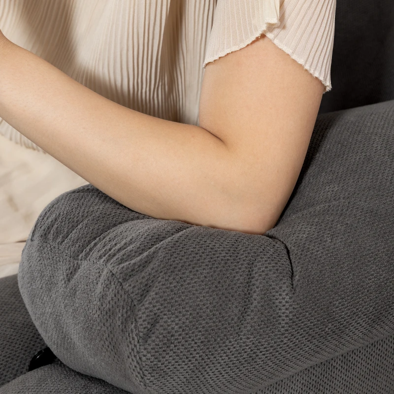 HOMCOM Sillón de 2 Plazas Relax Reclinable Manual Sillón Relax Tapizado en Terciopelo Reposapiés Ajustable Asiento Amplio Gris