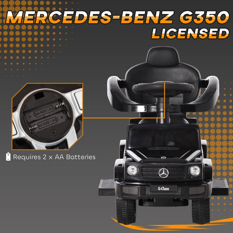 HOMCOM 3 in 1 Kids Children Ride on Push Car Toddler Sliding Car G350 Licensed Walker Foot to Floor Slider Push-Along with Horn Steering Wheel NO POWER Manual, Black