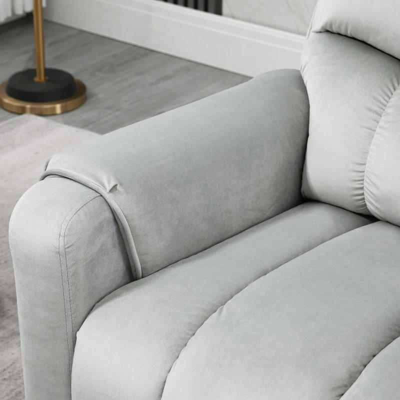 HOMCOM Sillón de Masaje Relax Sillón Levantapersonas con Reclinación Eléctrica hasta 135° Control Remoto y 8 Zonas de Masaje Tapizado en Terciopelo y Acolchado 79x97x103 cm Gris