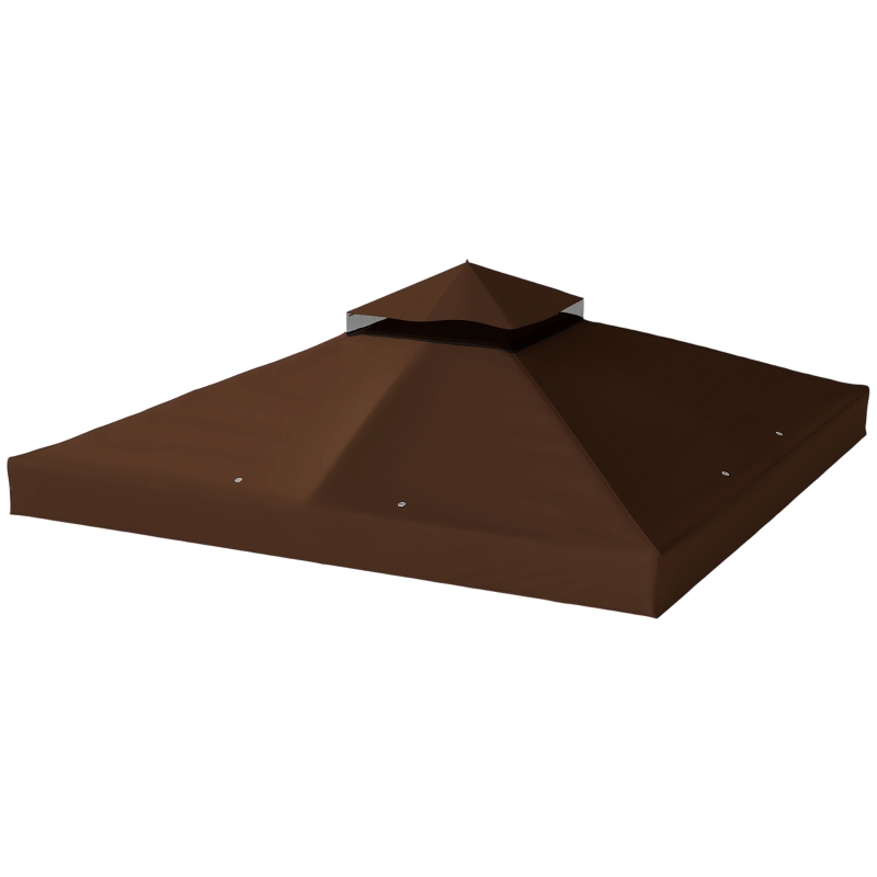 Outsunny 3x3m Garden Gazebo Cover UPF30+ 2-Tier Polyester in Coffee