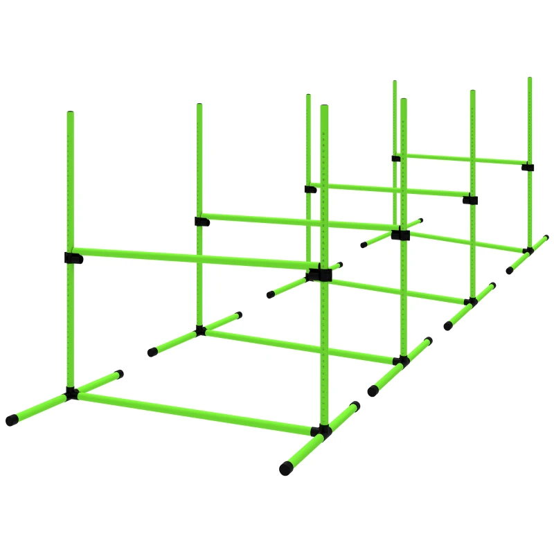 PawHut Agility-set voor honden 4-delig in hoogte verstelbare agility-uitrusting met 4 hindernissen draagtas 99 x 65 x 94 cm Groen