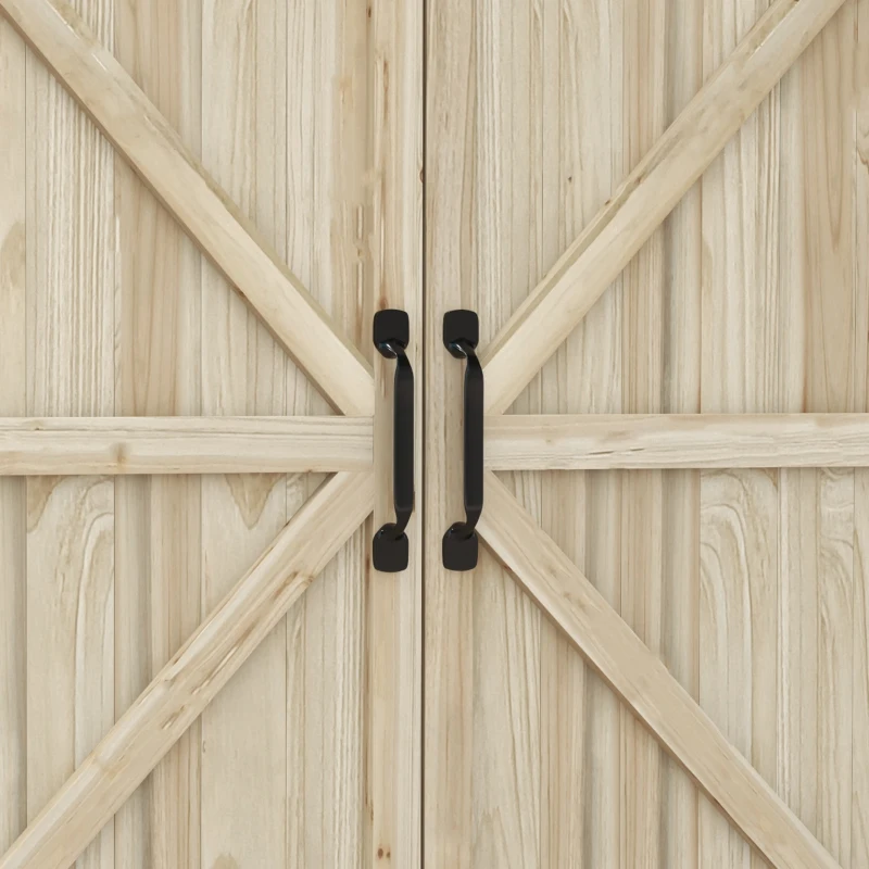 Outsunny Tavolo da giardinaggio con armadietto e ripiani, 90,5x41x124,5 cm, Legno Naturale