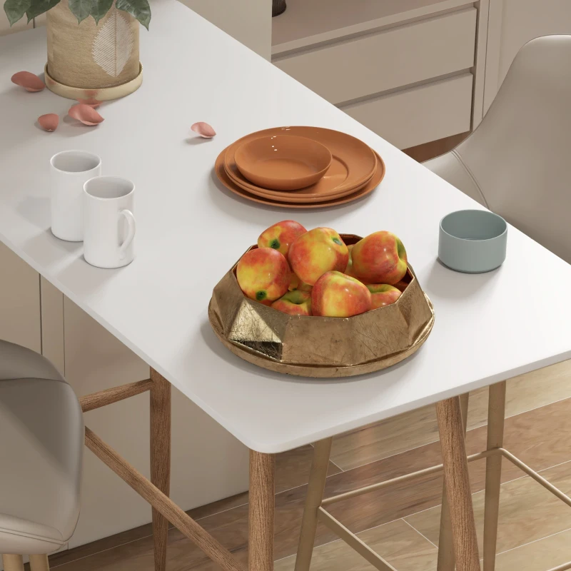 HOMCOM Tavolo alto rettangolare per 4 persone con gambe in acciaio effetto legno, facile da montare, 120 x 60 x 98 cm Bianco