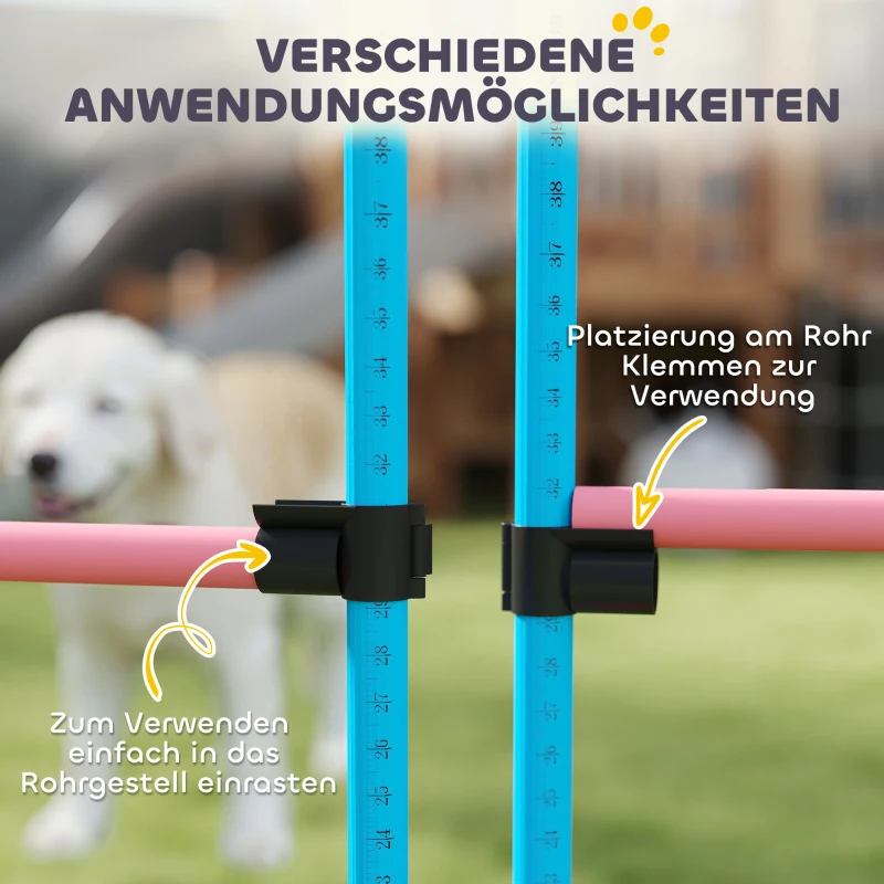 PawHut Agilityset voor honden 4-delig hoogteverstelbaar agility-uitrusting met 4 horden draagtas 99 x 65 x 94 cm lichtblauw