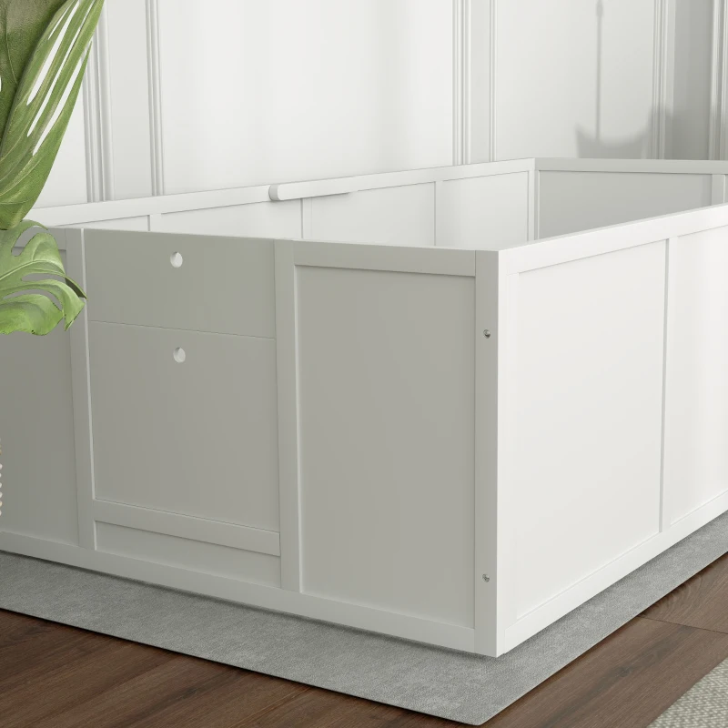 PawHut Box parto per cani e cuccioli, con ingressi regolabili, per cani grandi e piccoli, 196 x 96 x 48 cm, Bianco