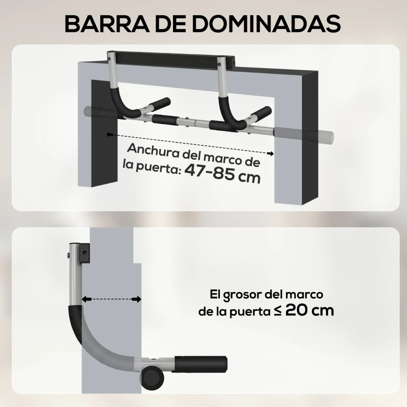 HOMCOM Barra de Dominadas en Techo Barra para hacer Dominadas Barra de Tracción para Entrenamiento Carga 110kg 92x40x17cm Negro